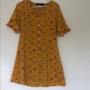 Yellow flower print dress